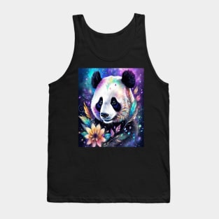 Fantasy, Watercolor, Panda Bear With Flowers and Butterflies Tank Top